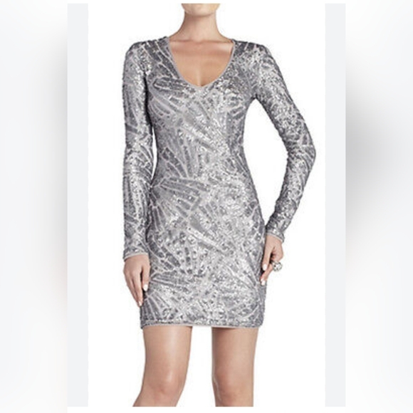 BCBGMaxAzria Dresses & Skirts - Nwt BCBGMaxazria MORRIS Sequines Long Sleeve Mini Dress Size S